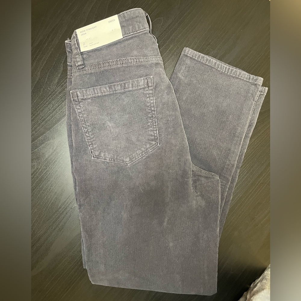 American Eagle Outfitters Women's Corduroy Jeans in Charcoal Gray